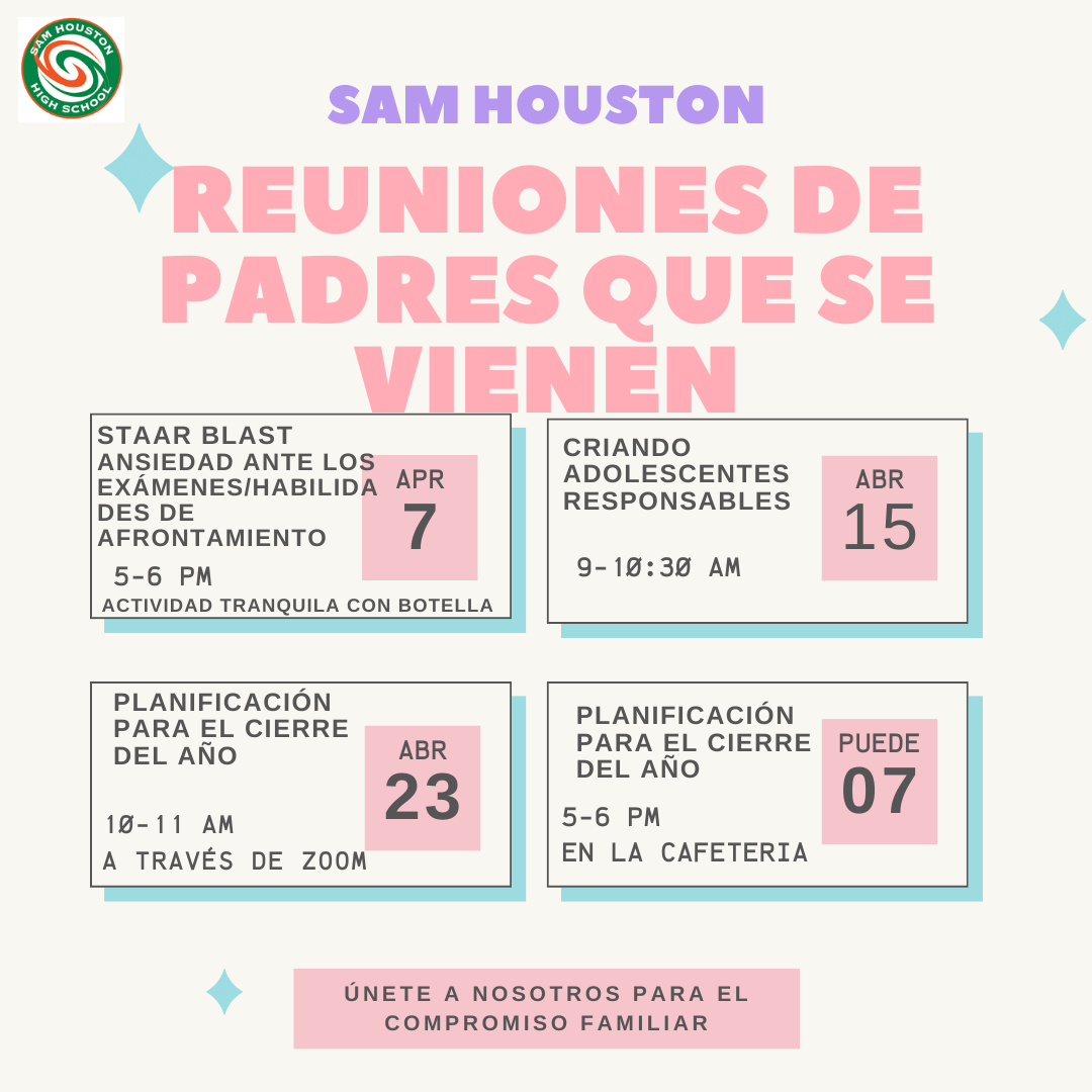 Reuniones, sesiones y eventos de padres de primavera